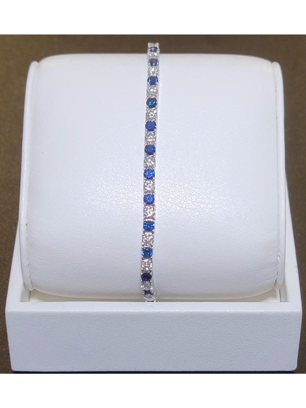 Lab Grown Sapphire & Moissanite Tennis Bracelet S925 5.9" 5.6cttw NWT